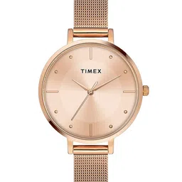 Timex Women Brass Dial & Stainless Steel Bracelet Style Straps Analogue Watch TWEL155SMU10-image-58