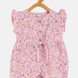 Gini and Jony Infant Girls Pink & Blue Floral Print Rompers with Waist Tie-Ups-image-75