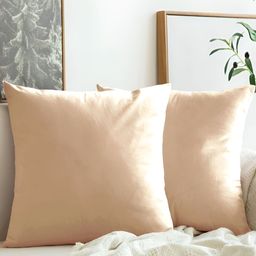 Aurave Beige 2 Pcs Square Cushion Covers-0