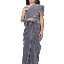 LOOKS AND LIKES Girls Embellished Ruffle Ready to Wear Saree-16