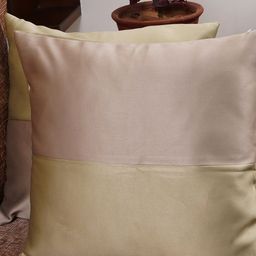 HOMEMONDE Set of 2 Beige & Olive Green Colourblocked Square Cushion Covers-image-7