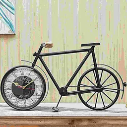 EXIM DECOR Black Metal Vintage Cycle Table Clock-image-56