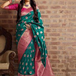 KALINI Ethnic Motifs Woven Design Zari Banarasi Saree-picture-13