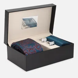 Van Heusen Men Tie Pocket Square & Cufflink With Blacksmith Case-image-79
