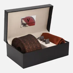 Van Heusen Men Tie Pocket Square & Cufflink With Blacksmith Case-image-82