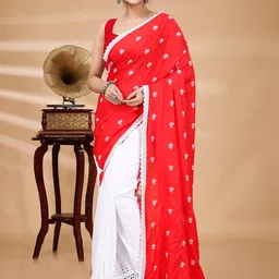 DipDiya Floral Embroidered Pure Cotton Tussar Saree-picture-22