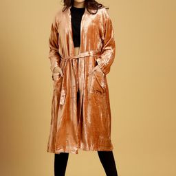 HANDICRAFT PALACE Women Orange Velvet Bath Robe-image-17