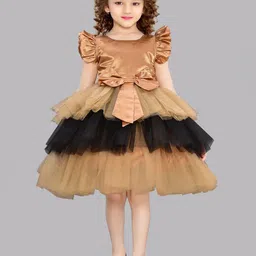 Pink Chick Girls Flutter Sleeve Layered Satin Fit & Flare Dress-image-34