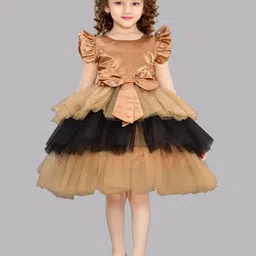 Pink Chick Girls Flutter Sleeve Layered Satin Fit & Flare Dress-image-33