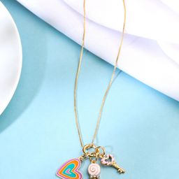 Melbees by Yellow Chimes Gold-Plated Stone-Studded Pendant With Chain-28