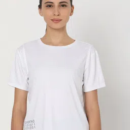 Silvertraq Women White Solid Round Neck Training or Gym T-shirt-picture-32