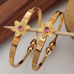 Shining Diva Set Of 2 Gold Plated Crystal Studded Bangles-20