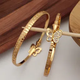Shining Diva Set Of 2 Gold-Plated Crystal-Studded Bangles-31