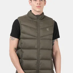 t-base Men Olive Green Windcheater Puffer Jacket-image-16