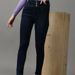 SHOWOFF Women Navy Blue Skinny Fit Clean Look High-Rise Stretchable Jeans-image-91