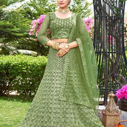 Kvsfab Ethnic Motifs Embroidered Sequinned Semi-Stitched Lehenga & Blouse With Dupatta-picture-46