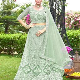 Kvsfab Ethnic Motifs Embroidered Sequinned Semi-Stitched Lehenga & Blouse With Dupatta-picture-40