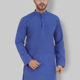 Latest Chikan Garments Men Blue Printed Straight Kurta-image-79