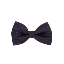 The Tie Hub Men Navy Blue & Red Printed Bow Tie-4