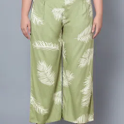 Indietoga Women Plus Size Floral Printed Comfort Easy Wash Pleated Parallel Trousers-image-84