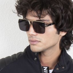 Ted Smith Unisex Grey Lens & Gold-Toned Aviator Sunglasses with UV Protected Lens-image-69