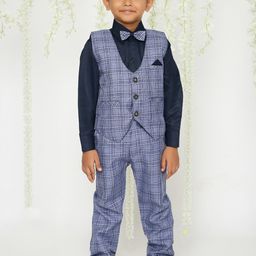 KID1 Boys 4-Piece Checked Single-Breasted Partywear Suit-image-43