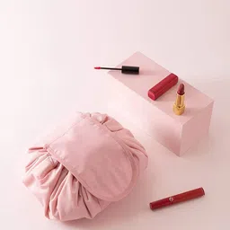 HOUSE OF QUIRK Pink Water Proof Makeup Pouch Drawstring-11