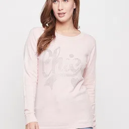 Camey Typography Embellished Sequinned Pullover Wool Sweatshirt-image-78