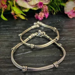 Digital Dress Room Woman German Silver Payal Oxidised Anklets Jewellery with Ghungroo-23