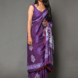 KALINI Floral Pure Cotton Saree-image-72