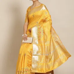 KAVINDI Woven Design Zari Silk Cotton Saree-image-49