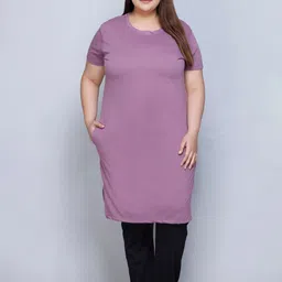 IN Love Plus Size Short Sleeves Pure Cotton Longline Lounge Tshirt-image-28