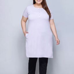 IN Love Plus Size Short Sleeves Pure Cotton Longline Lounge Tshirt-image-92