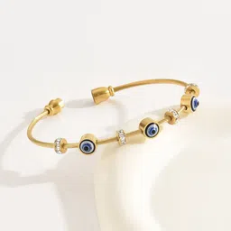 Designs & You Gold Plated Crystal Studded Evil Eye Bangle Style Bracelet-57