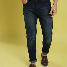 Campus Sutra Men Blue Super Low Distress Light Fade Stretchable Jeans-image-40