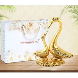 INTERNATIONAL GIFT Gold-Toned Pair Duck Small Figurine Showpiece-image-34