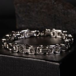 The Roadster Lifestyle Co Men Silver-Toned Handcrafted Silver-Plated Link Bracelet-image-8