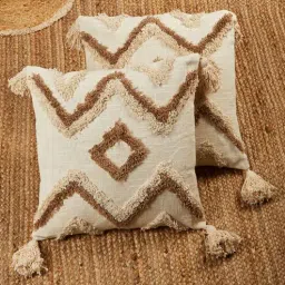 jutie pie Beige Cotton Woven 16x16 inches Cushion Cover-picture-34