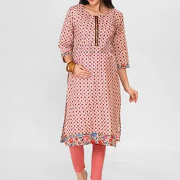 Mom For Sure by Ketki Dalal Ethnic Motifs Printed Cotton Maternity Kurta-19