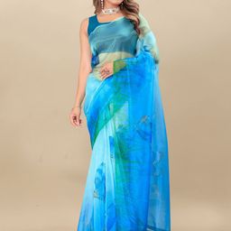 V3 FASHION STUDIO Floral Printed Organza Saree-image-114