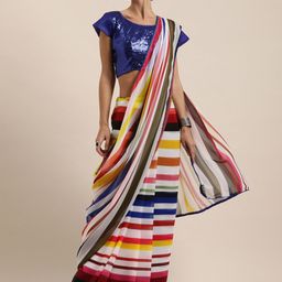Mitera Striped Pure Georgette Saree-43