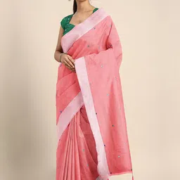 Mitera Embroidered Mirror Work Chanderi Saree-image-25