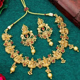 aadita Stones-Studded & Beads-Beaded Temple Jewellery Set-picture-46