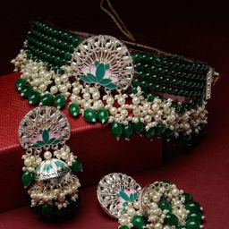 Sukkhi Gold-Plated Kundan-Studded & Beaded Jewellery Set-13