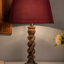 Homesake Red Solid Handcrafted Bedside Standard Lamp Shade-4