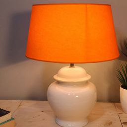 Homesake Orange & White Contemporary Ceramic Pot Shaped Handcrafted Table Lamp with Shade-48