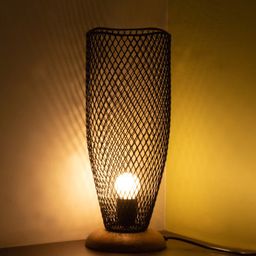 ExclusiveLane Black Textured Contemporary Wooden Table Lamp With Shade-8