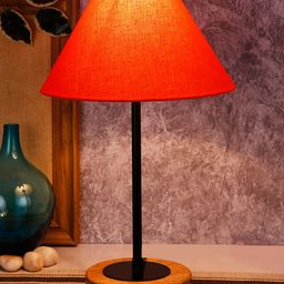 Devansh Orange & Black Solid Traditional Bedside Standard Lamp-8