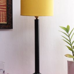 Devansh Yellow & Black Solid Traditional Buffet Table Lamp with Shade-10