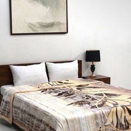 Signature Beige & Brown Floral 900 GSM Heavy Winter Double Bed Blanket-image-67